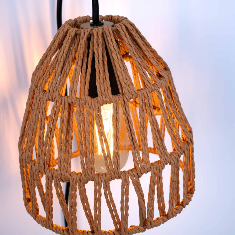Wooden wall sconce with woven paper lampshade - "Leo" Wooden wall sconce with woven paper lampshade - "Leo"