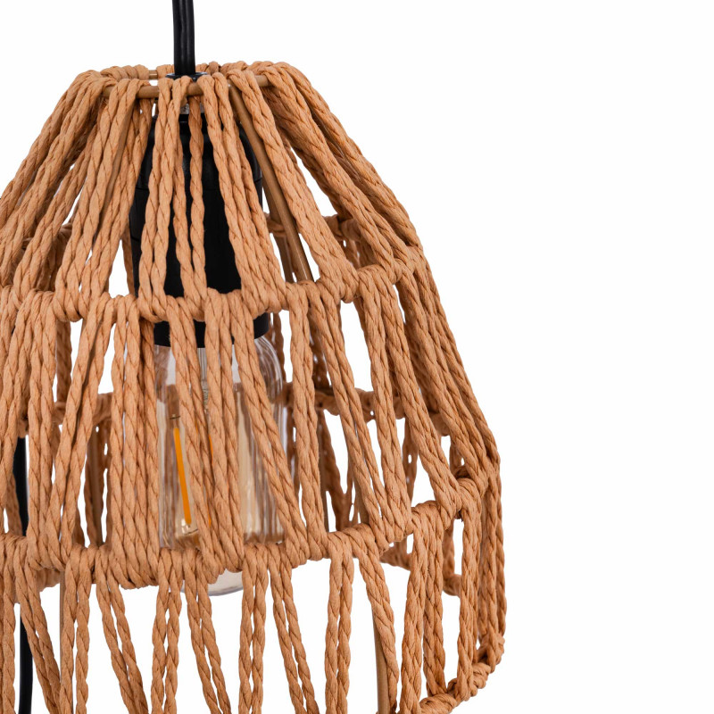 Wooden wall sconce with woven paper lampshade - "Leo" Wooden wall sconce with woven paper lampshade - "Leo"