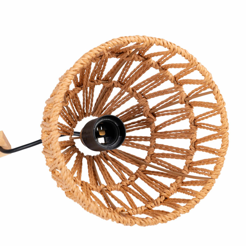 Wooden wall sconce with woven paper lampshade - "Leo" Wooden wall sconce with woven paper lampshade - "Leo"