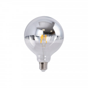 Decorative silver mirrored light bulb - E27 G125 - 6W - 3000K
