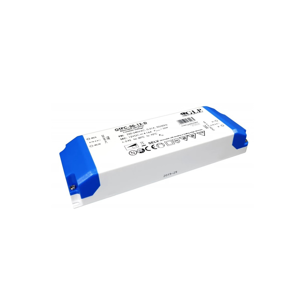 Triac Dimmable LED power supply - 50W - 12V - GLP