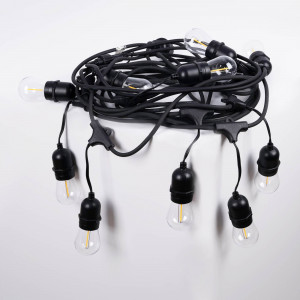 KIT - Outdoor LED garland 11,5 meters + 10 1W E27 LED bulbs - IP65 - Amber