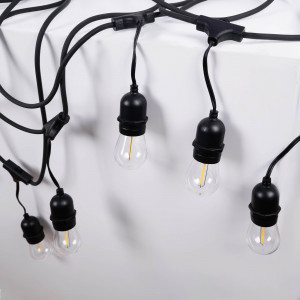 KIT - Outdoor LED garland 11,5 meters + 10 1W E27 LED bulbs - IP65 - Amber