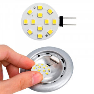 LED G4 bi-pin round flat bulb - 12V AC/DC - 2W