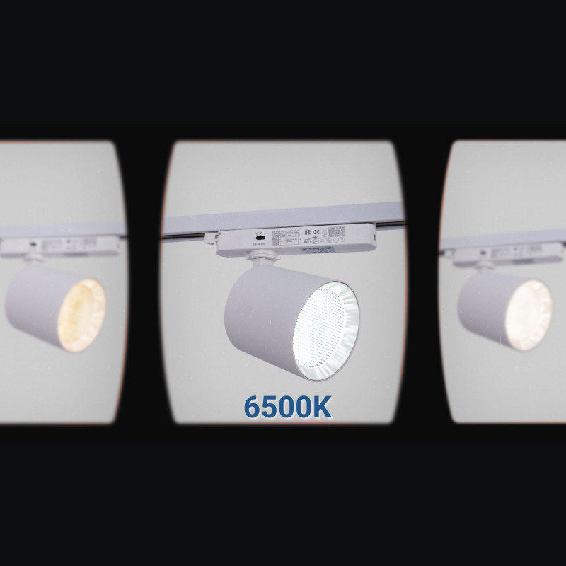 CCT LED 1-phase track spotlight - 40W - CRI 90 - KGP Driver - White