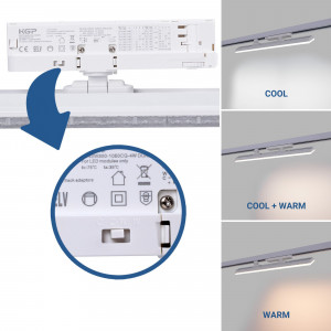 Linear adjustable LED spotlight for 3-phase track - 40W - CCT - CRI90 - KGP Driver - White