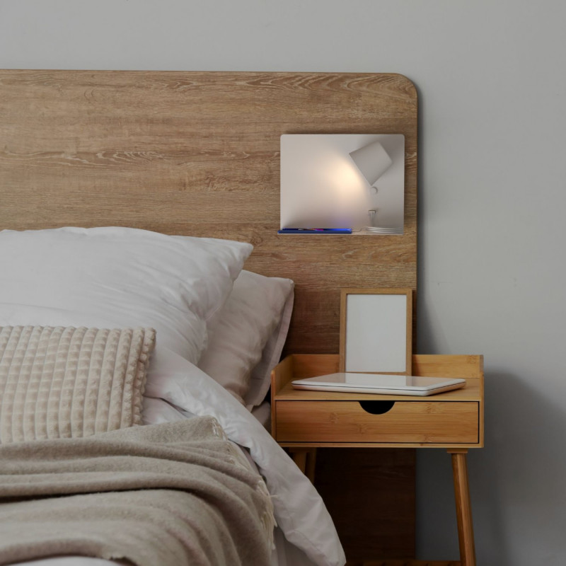 Pack x 2 - Wall reading light with USB port "BASKOP" - 6W - Horizontal design - White Pack x 2 - Wall reading light with USB port "BASKOP" - 6W - Horizontal design - White