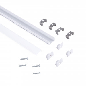 Surface-mounted aluminium profile - Complete kit - 17x8mm - LED Strip up to 12 mm - 2 meters