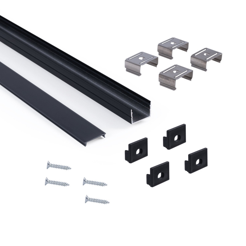 Surface-mounted aluminum profile - Complete kit - 18 x13mm - LED Strip up to 15 mm - 2 meters