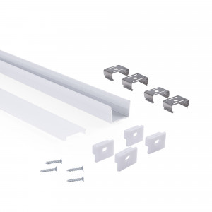 Aluminum surface profile with diffuser - Complete kit - 18 x13mm - LED Strip up to 15 mm - 2 meters