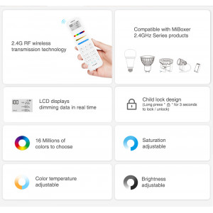 RGB + CCT LED Remote Control - 100 Zones - WHITE - FUT100 - Mi Light