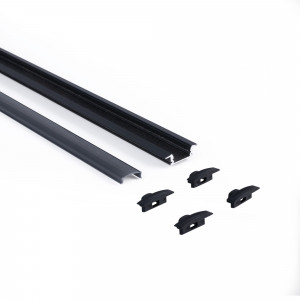 Recessed aluminum profile - Complete kit - 24,5 x 7mm - LED Strip up to 12 mm - 2 meters