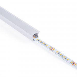 Recessed aluminum profile - Complete kit - 25 x 14,5mm - LED strip up to 12 mm - 2 meters