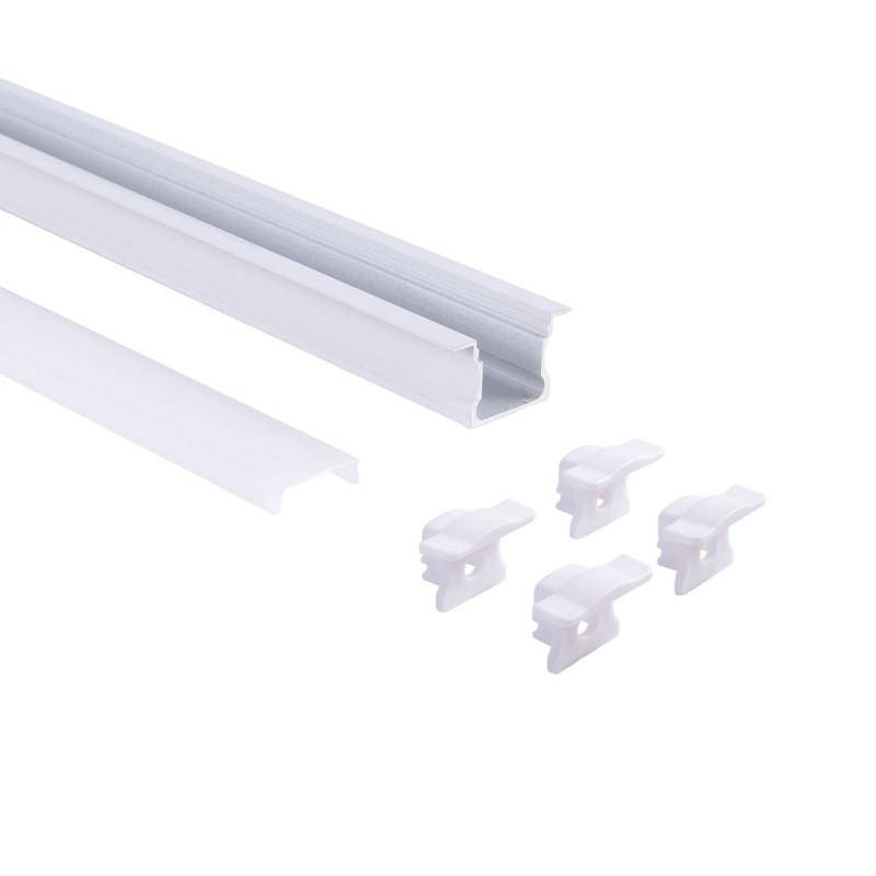 Recessed aluminum profile - Complete kit - 25 x 14,5mm - LED strip up to 12 mm - 2 meters