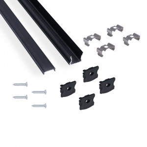 Surface-mounted aluminium profile - Complete kit - 17,6 x 14,5mm - LED Strip up to 12 mm - 2 meters