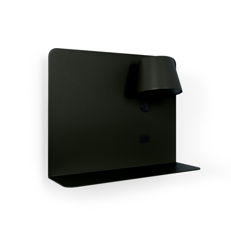 Pack x 2 - Wall reading light with USB port "BASKOP" - 6W - Horizontal design - Black