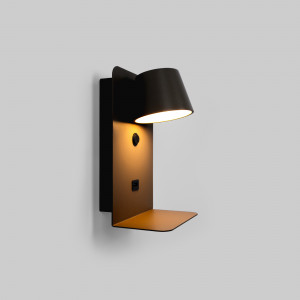 Pack x 2 - Wall reading light with USB port "BASKOP" - 6W - Vertical design - Black