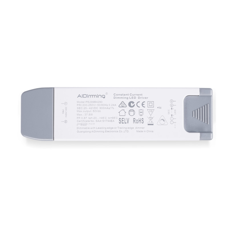 TRIAC dimmable driver - 25-42V DC - 900mA - 37W