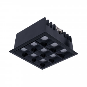 Recessed square LED downlight - 18W - 9 Spotlights - UGR18 - CRI90 - OSRAM Chip - Black