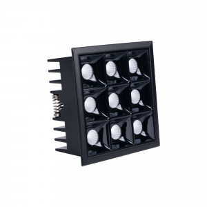 Recessed square LED downlight - 18W - 9 Spotlights - UGR18 - CRI90 - OSRAM Chip - Black