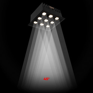 Recessed square LED downlight - 18W - 9 Spotlights - UGR18 - CRI90 - OSRAM Chip - Black