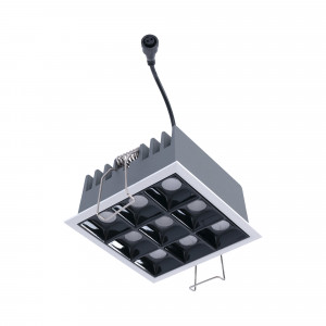 Recessed square LED downlight - 18W - 9 Spotlights - UGR18 - CRI90 - OSRAM Chip - White