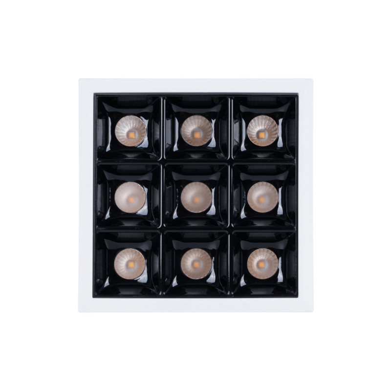 Recessed square LED downlight - 18W - 9 Spotlights - UGR18 - CRI90 - OSRAM Chip - White Recessed square LED downlight - 18W - 9 Spotlights - UGR18 - CRI90 - OSRAM Chip - White