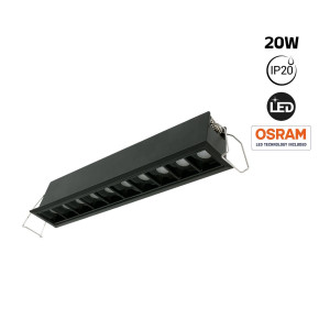 Recessed linear LED downlight - 20W - UGR18 - CRI90 - OSRAM Chip - Black