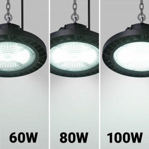 Industrial High Bay LED light - Adjustable power 60/80/100W - 150lm/W - LIFUD Driver - 5000K - IP65