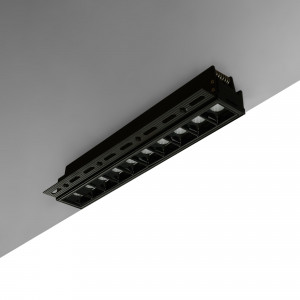 Recessed linear LED spotlight for plasterboard - 20W - UGR18 - CRI90 - Black