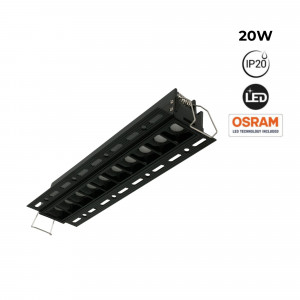 Recessed linear LED spotlight for plasterboard - 20W - UGR18 - CRI90 - Black