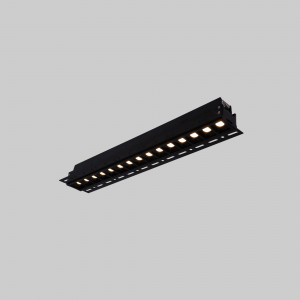 Recessed linear LED spotlight for plasterboard - 30W - UGR18 - CRI90 - Black