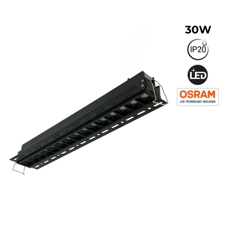 Recessed linear LED spotlight for plasterboard - 30W - UGR18 - CRI90 - Black Recessed linear LED spotlight for plasterboard - 30W - UGR18 - CRI90 - Black
