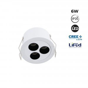 Recessed round LED downlight - 6W - UGR18 - Cutout Ø 55mm - White
