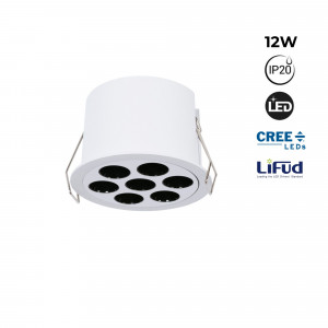 Recessed round LED downlight - 12W - UGR18 - Cutout Ø 70mm - White