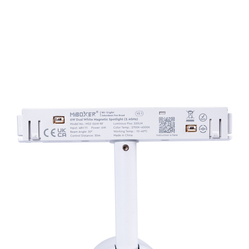 Magnetic track CCT LED spotlight - 48V - 6W - Mi Light - White