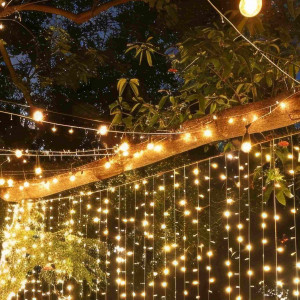 LED Curtain lights - 1.5m x 90cm - 100 lights - Warm White