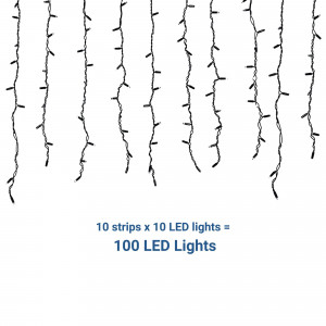 LED Curtain lights - 1.5m x 90cm - 100 lights - Warm White