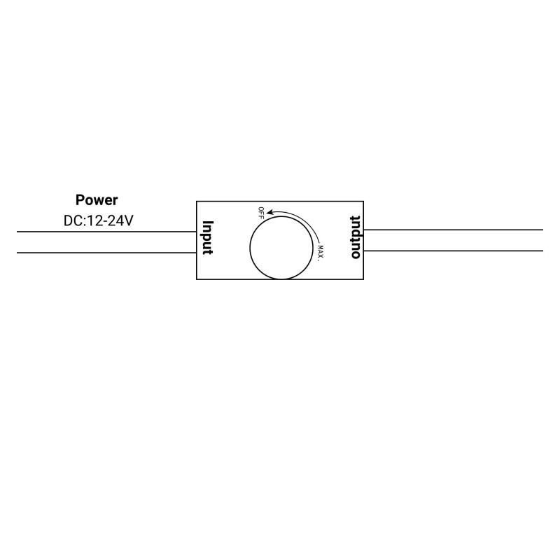 Dimmer for single colour LED strip - 12-24V DC - 2Av Dimmer for single colour LED strip - 12-24V DC - 2Av