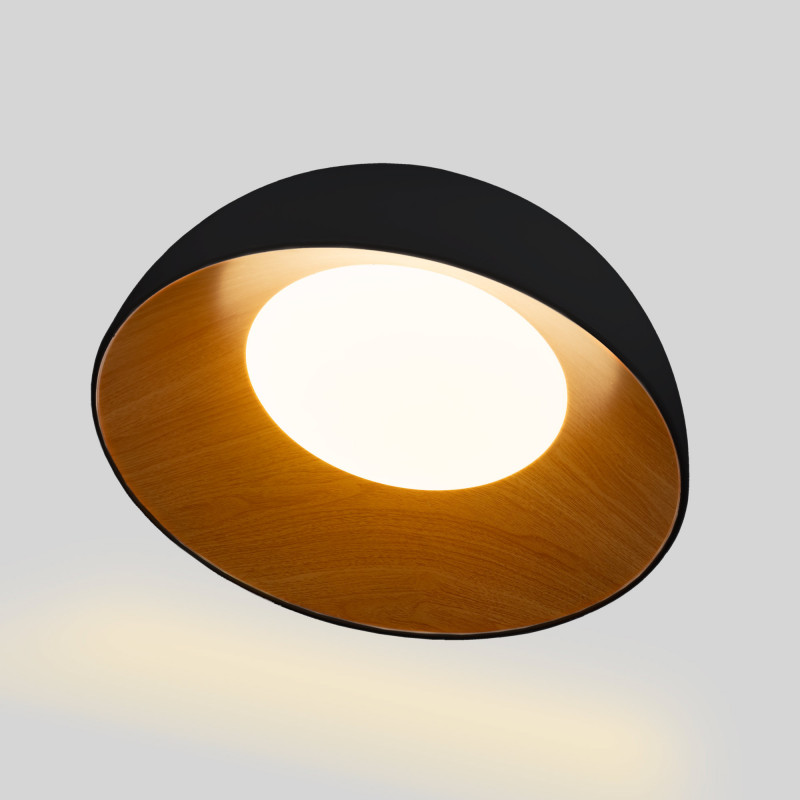 CCT LED slant ceiling light - 24W - Wood effect - ø50cm