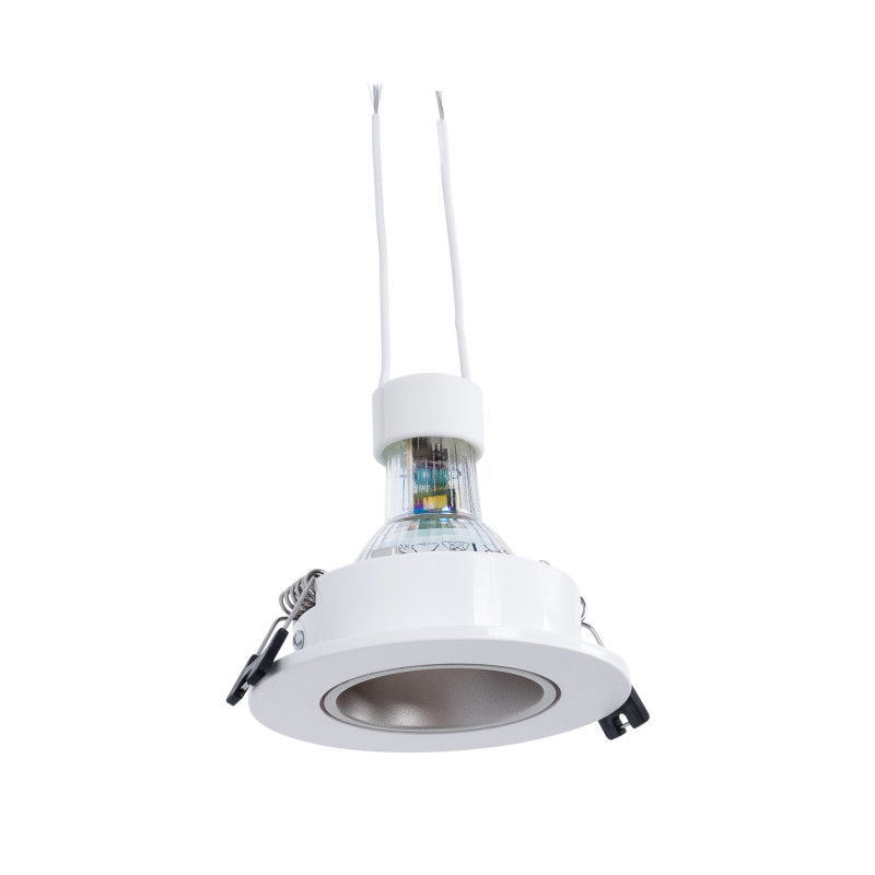 KIT - Recessed downlight ring Ø90mm (white/champagne) + Bulb GU10 5,4W + Socket