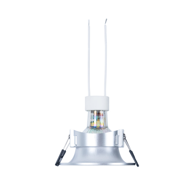 KIT - Recessed downlight ring Ø86mm (silver) + 5.4W GU10 Bulb + Socket KIT - Recessed downlight ring Ø86mm (silver) + 5.4W GU10 Bulb + Socket