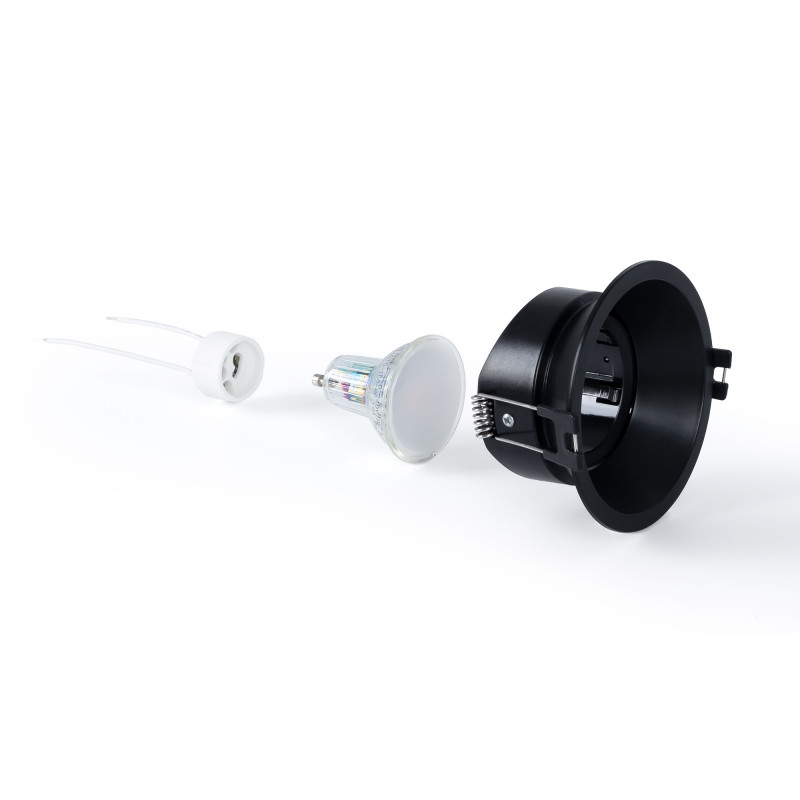 KIT - Recessed downlight Ø93mm (black) + 5.4W GU10 Bulb + Socket KIT - Recessed downlight Ø93mm (black) + 5.4W GU10 Bulb + Socket