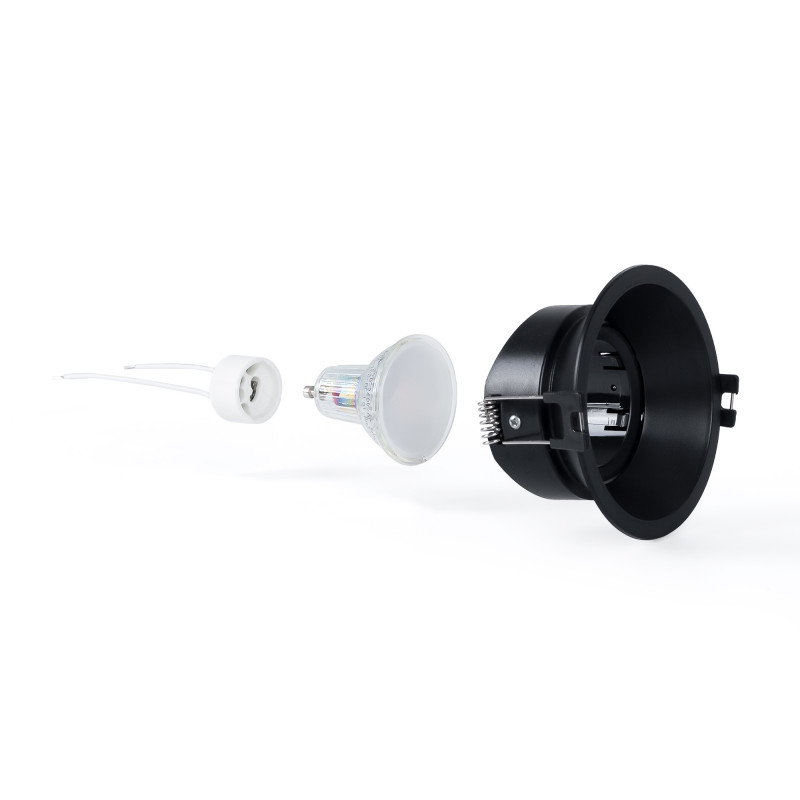 KIT - Recessed downlight Ø93mm (black) + 5.4W GU10 Bulb + Socket KIT - Recessed downlight Ø93mm (black) + 5.4W GU10 Bulb + Socket
