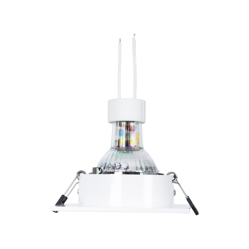 KIT - Recessed square downlight ring 93x93mm (grey/white) + 5.4W GU10 Bulb + Socket KIT - Recessed square downlight ring 93x93mm (grey/white) + 5.4W GU10 Bulb + Socket