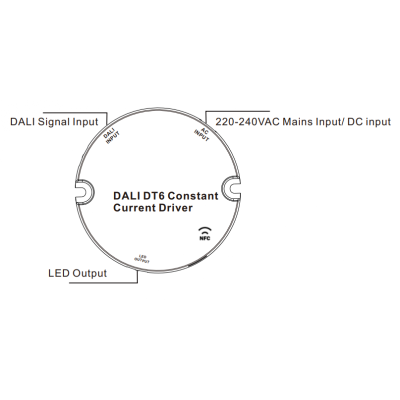 Dimmable DALI driver - DT6 NFC single color 220-240V - Output 10-42V DC - 100-500mA - 10W Dimmable DALI driver - DT6 NFC single color 220-240V - Output 10-42V DC - 100-500mA - 10W