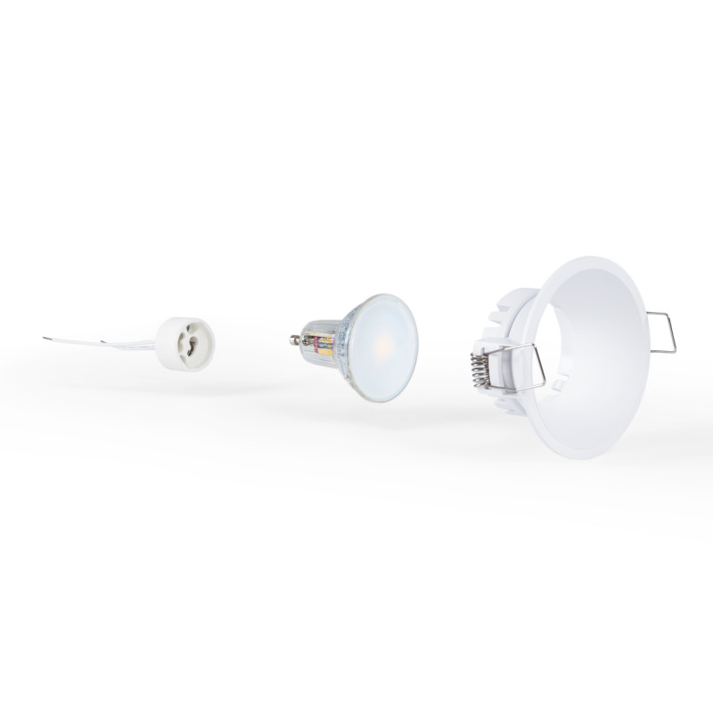 KIT Fixed recessed downlight Ø82mm (white) + 5.4W GU10 Bulb + Socket | LED downlights