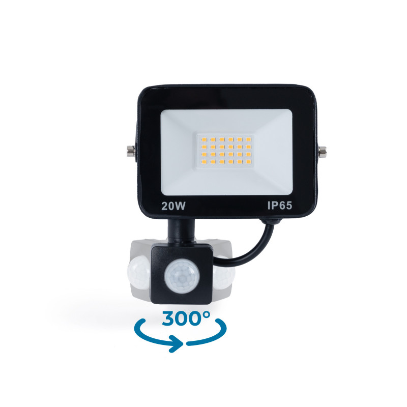 Outdoor LED floodlight with PIR motion sensor - 20W - IP65 Outdoor LED floodlight with PIR motion sensor - 20W - IP65