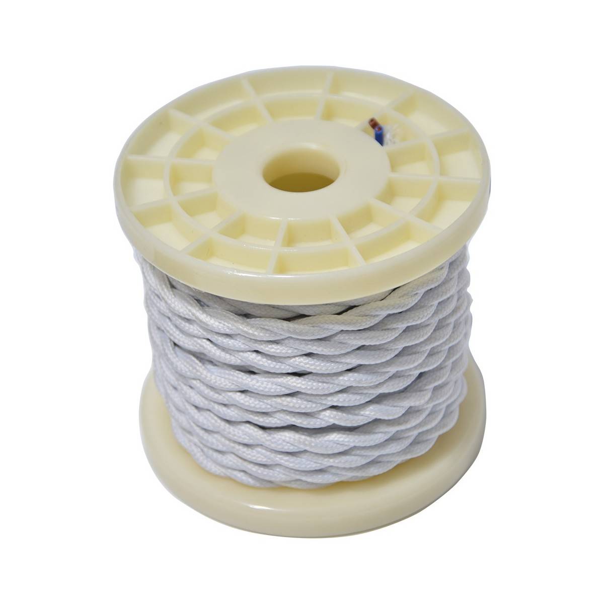 White braided textile electric cable 10mts