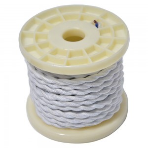 White braided textile electric cable 10mts